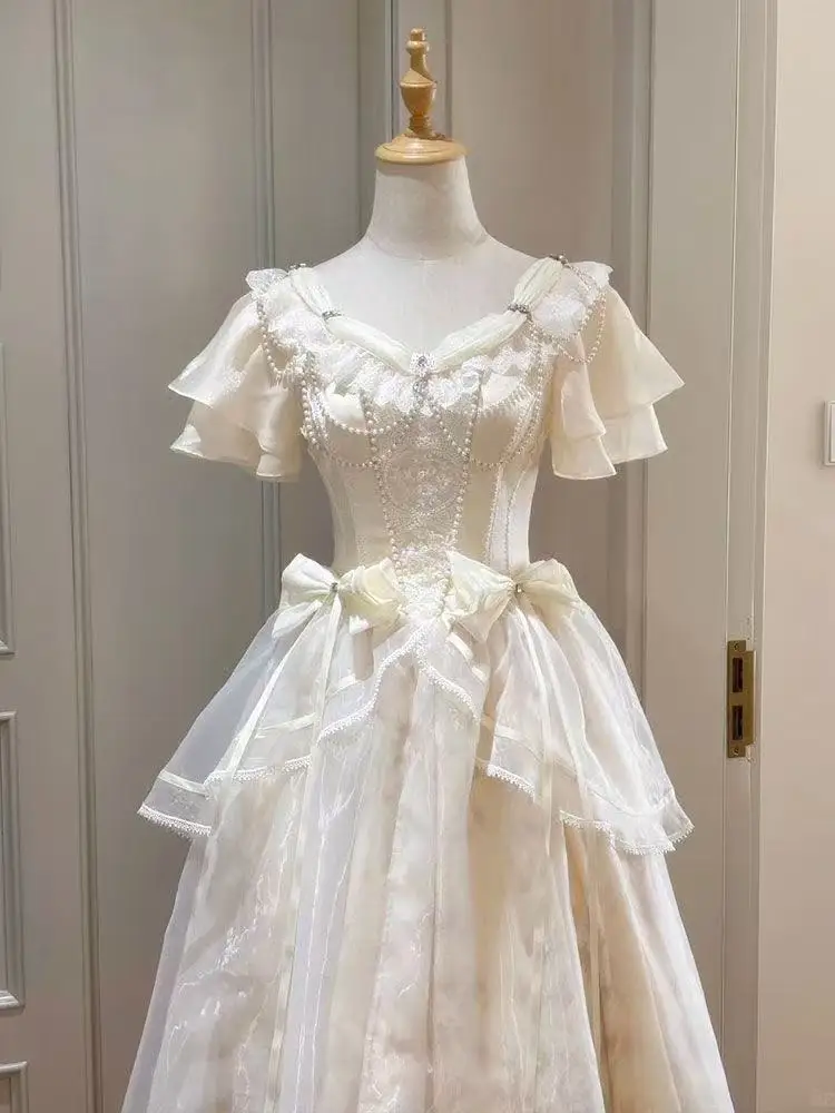 ป่าสไตล์หวานวินเทจโบว์ออกแบบชุ - French Vintage Floral Midi Dress บทวิจารณ์และราคา
