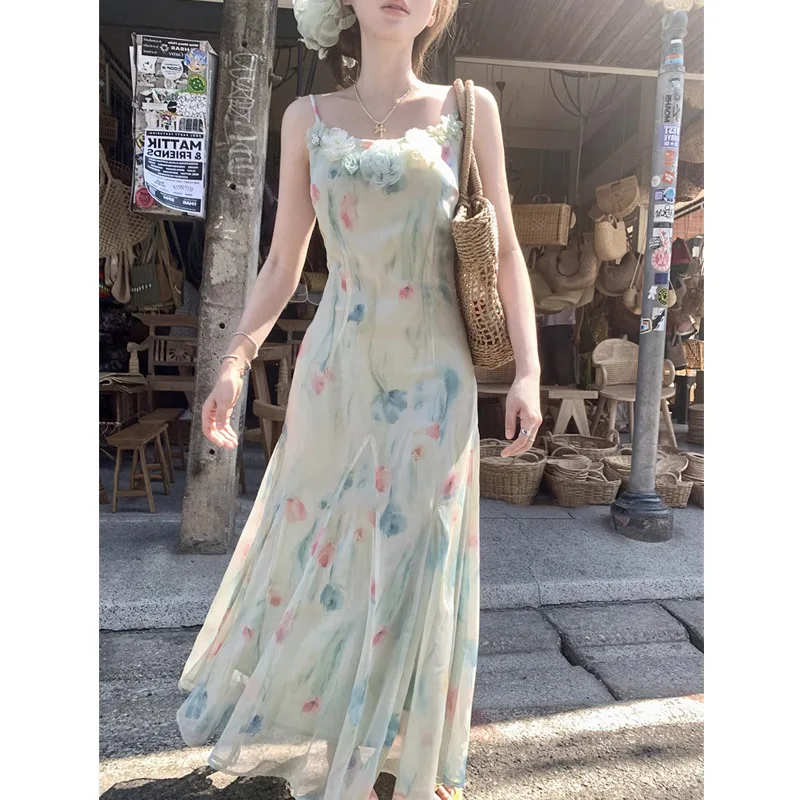 เดรสสไตล์ญี่ปุ่น Y2K น่ารักหวา - French Vintage Floral Midi Dress บทวิจารณ์และราคา