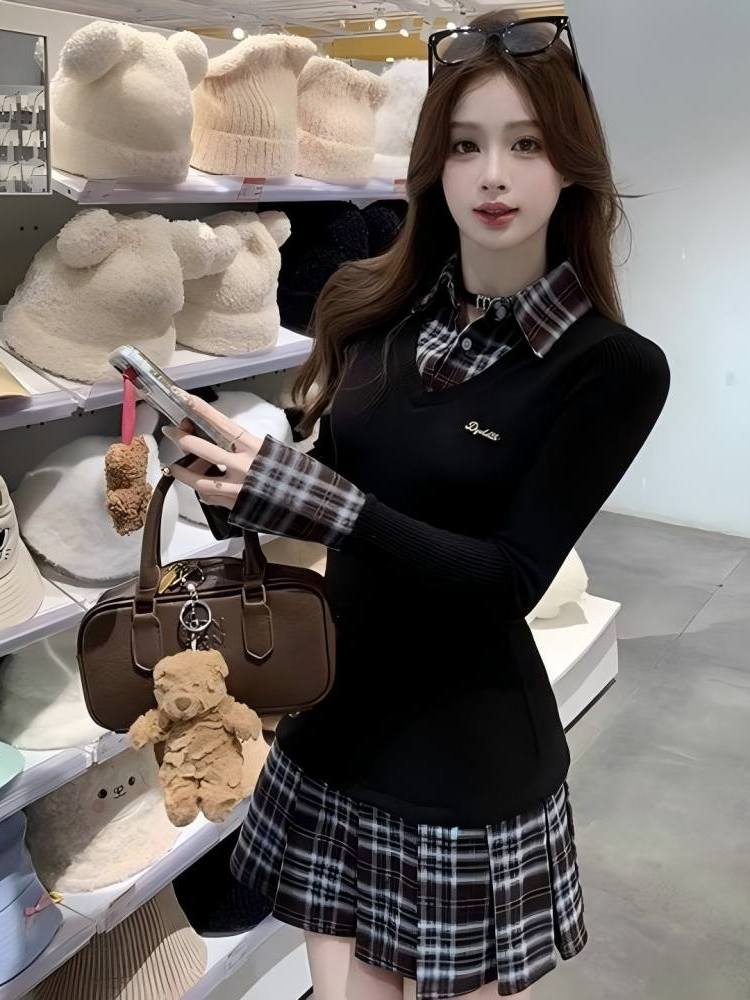 เดรสเชิ้ตทรงเอ แขนยาว ลายพิมพ์ - Korean Style A Line Shirt Dress บทวิจารณ์และราคา