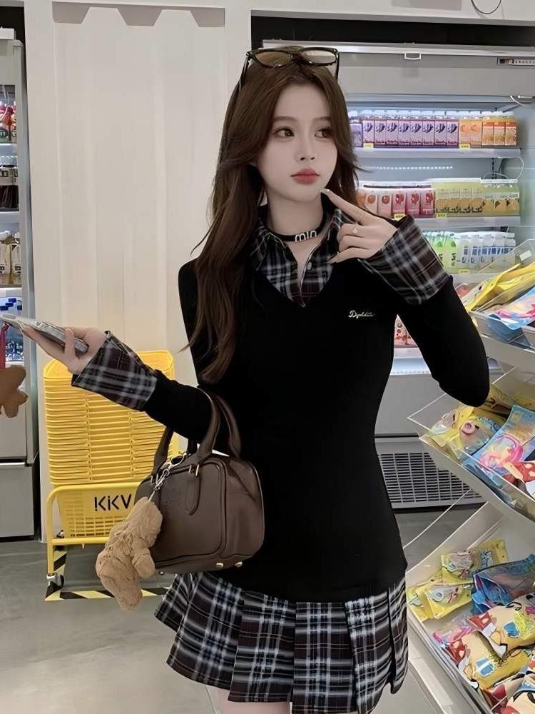 เดรสเชิ้ตทรงเอ แขนยาว ลายพิมพ์ - Korean Style A Line Shirt Dress บทวิจารณ์และราคา