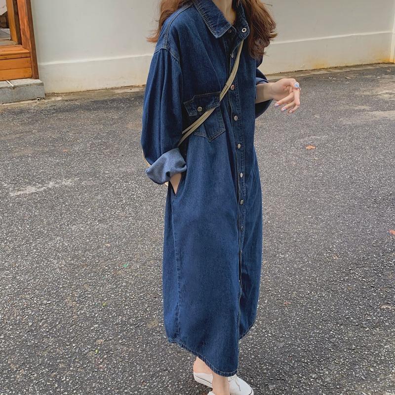 เดรสยีนส์ผู้หญิงแบบใหม่ปี 2026 - Korean Style A Line Shirt Dress บทวิจารณ์และราคา