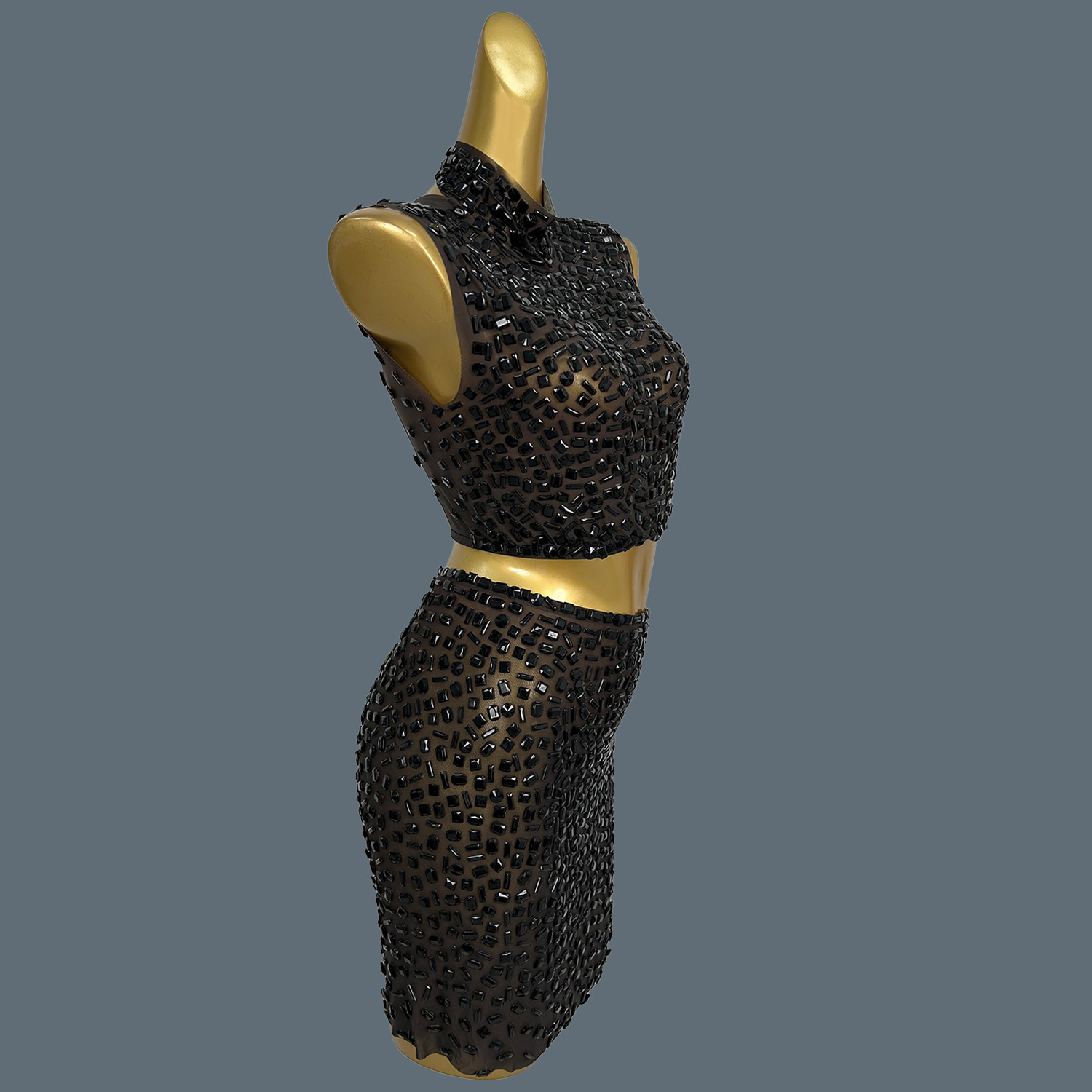 ชุดเดรสประดับเพชรสีดำระยิบระยั - Sparkly Rhinestone Club Party Dress บทวิจารณ์และราคา