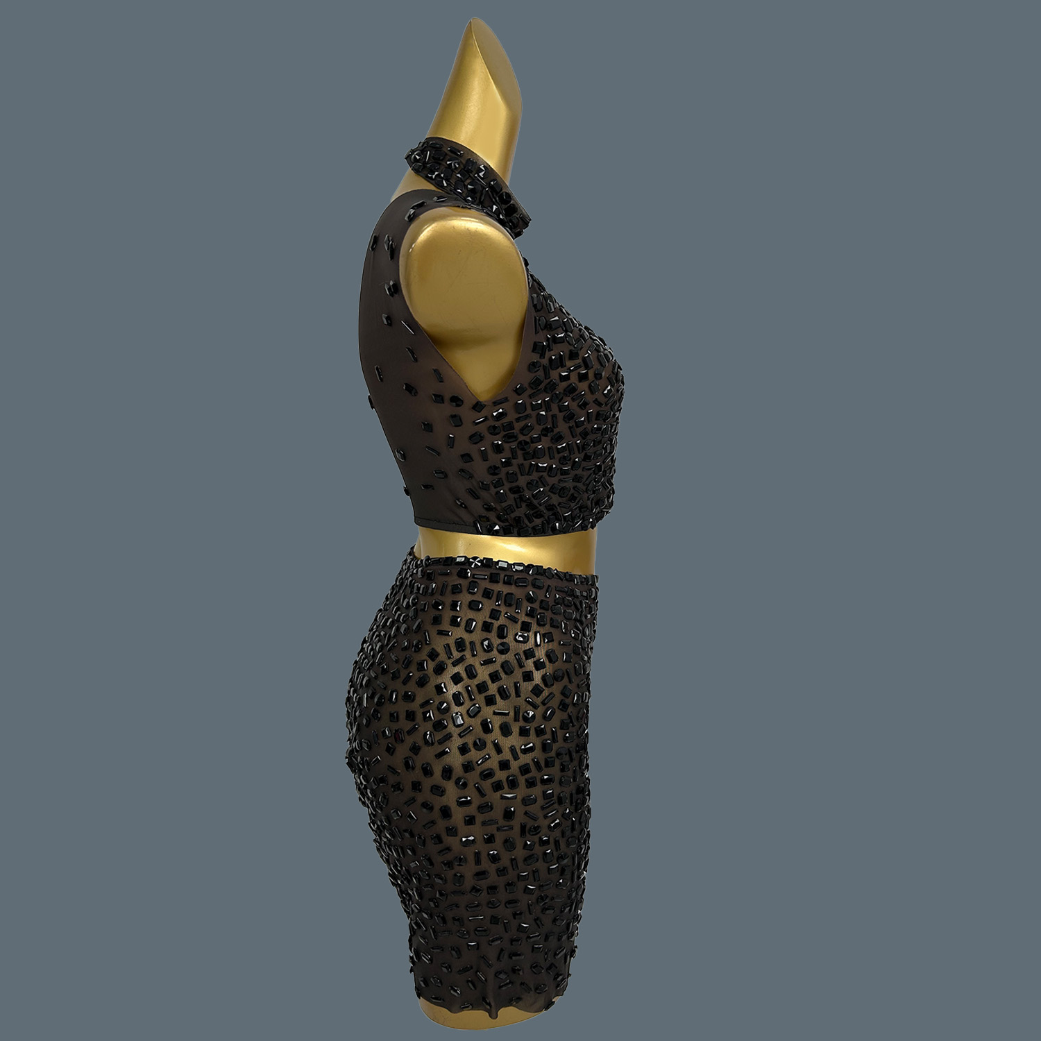 ชุดเดรสประดับเพชรสีดำระยิบระยั - Sparkly Rhinestone Club Party Dress บทวิจารณ์และราคา