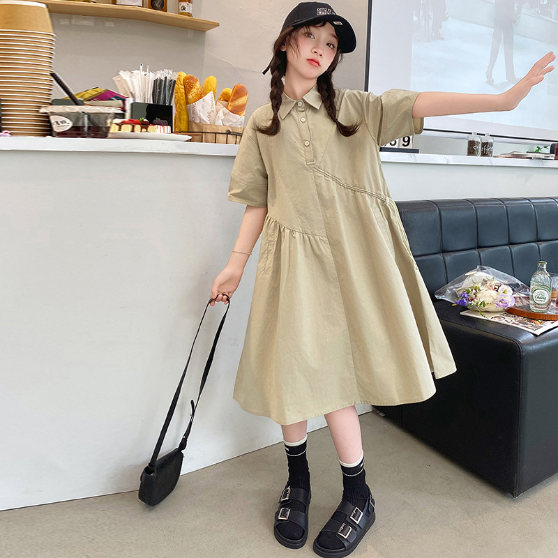 เสื้อผ้าเด็กเกาหลีชุดเด็กผู้หญ - Korean Style A Line Shirt Dress บทวิจารณ์และราคา