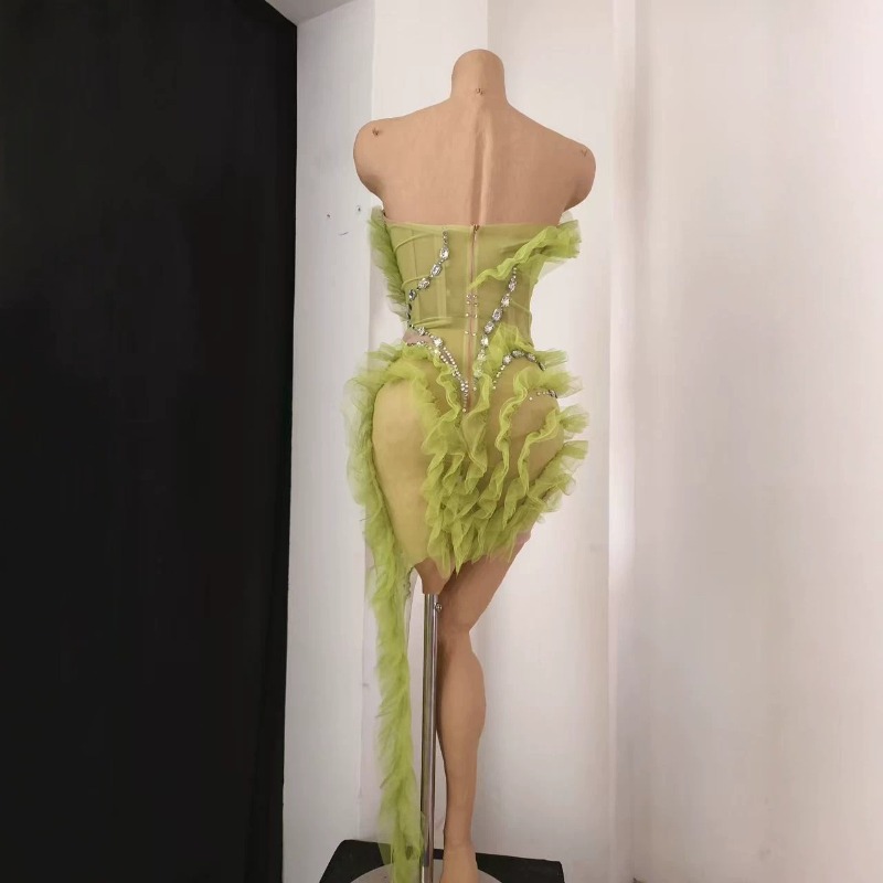 ชุดเดรสผ้าตาข่ายซีทรูประดับเพช - Sparkly Rhinestone Club Party Dress บทวิจารณ์และราคา